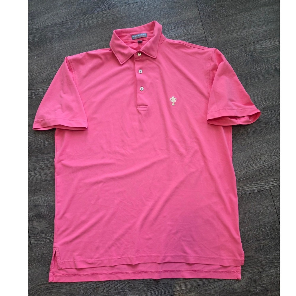 Peter Millar x The Honors Course Trophy Logo Summer Comfort Polo Men M Pink